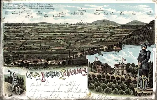 Litho Lichtenberg Salzgitter in Niedersachsen, Burgberg, Ritter