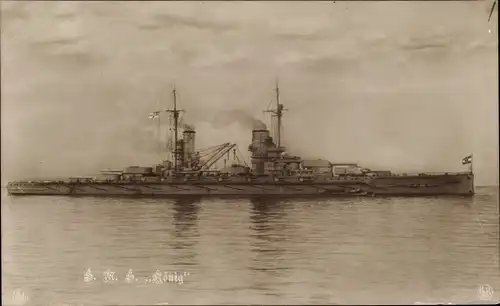 Ak Deutsches Kriegsschiff, SMS König, Großlinienschiff, Kaiserliche Marine