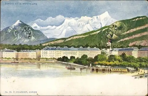 Künstler Ak Genf, Montblanc, Panorama mit Bergriesen, Berggesichter, Killinger