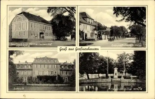 Ak Großneuhausen Thüringen, Gasthaus zum Weimarischen Hof, Geschäft Holze, Schloss, Kriegerdenkmal