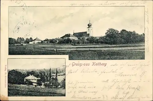 Ak Kellberg Thyrnau in Niederbayern, Kirche, Ortsansicht