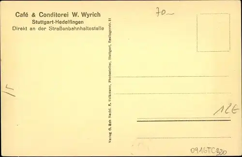 Ak Hedelfingen Stuttgart, Café Conditorei W. Wyrich