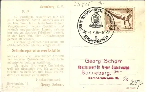 Ak Sonneberg in Thüringen, Schuhwarengeschäft und Reparaturwerkstätte Georg Schorr, Bernhardstr. 15