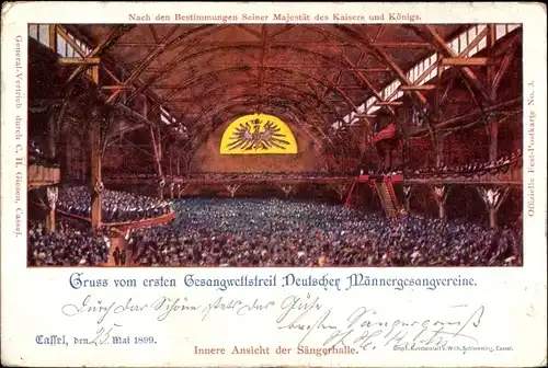 Ganzsachen Litho Kassel in Hessen, Erster Gesangwettstreit Deutscher Männergesangvereine 1899