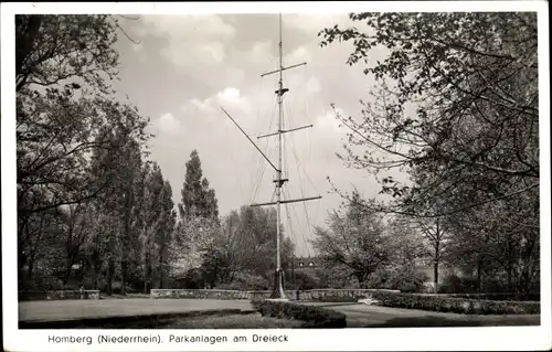 Ak Homberg Duisburg im Ruhrgebiet, Parkanlagen am Dreieck