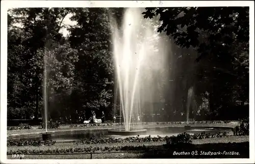 Ak Bytom Beuthen Oberschlesien, Stadtpark, Fontäne