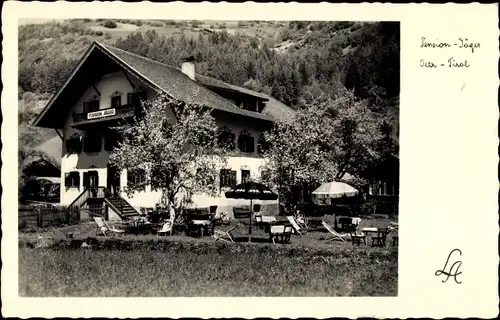 Ak Oetz in Tirol, Pension Jäger, Gartenterrasse