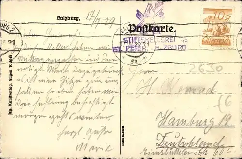 Künstler Ak Richter, Fritz, Salzburg in Österreich, Kloster St. Peter, Peterskeller, Wein, Gedicht