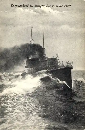 Ak Deutsches Kriegsschiff, Hochseetorpedoboot bei bewegter See in voller Fahrt