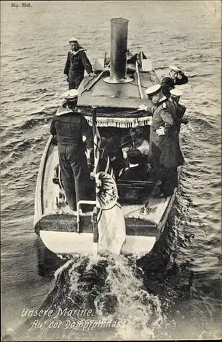 Ak Wilhelmshaven an der Nordsee, Unsere Marine, Seeleute auf einer Dampfpinasse