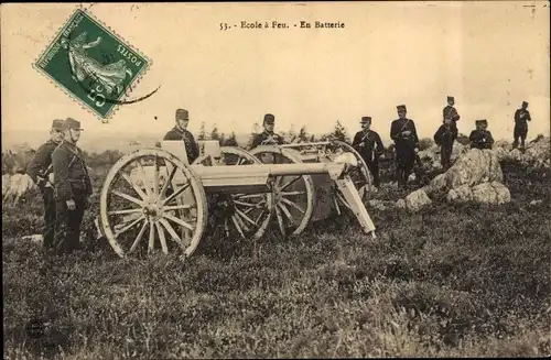 Ak Französische Armee, Soldaten, Geschütz, Schießübung