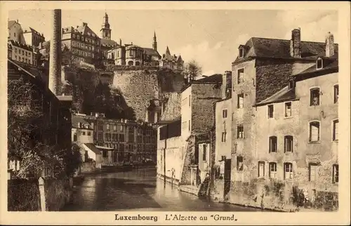 Ak Luxemburg, Alzette au Grund, Flusskanal, Wohnhäuser