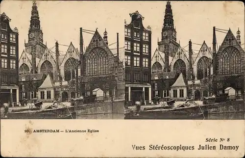 Stereo Ak Amsterdam Nordholland Niederlande, Alte Kirche