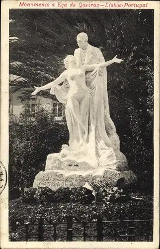 Ak Lisboa Lissabon Portugal, Estatua a Eca de Queiroz
