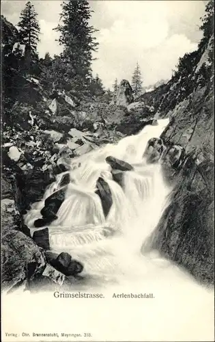 Ak Grimselstraße Grimselpass Kanton Bern Schweiz, Aerlenbachfall