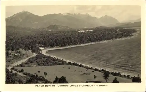 Ak Argentinien, Playa Bonita, Cerros Lopez y Capilla, Parque Nacional Nahuel Huapi