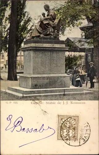 Ak Genf Genf Schweiz, Statue von J. J. Rousseau