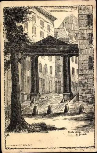 Künstler Ak Genève Kanton Genf, Schweiz, Porte de la Treille