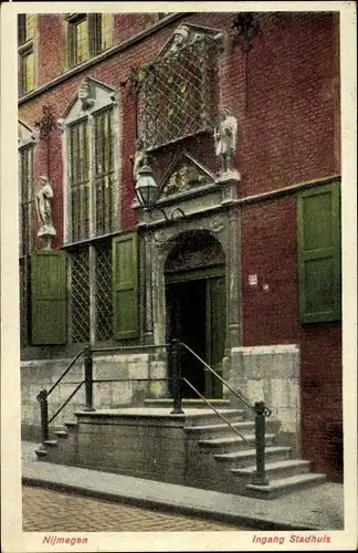 Ak Nijmegen Gelderland, Ingang Stadhuis