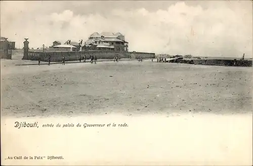 Ak Dschibuti, Palast des Gouverneurs, Hafen