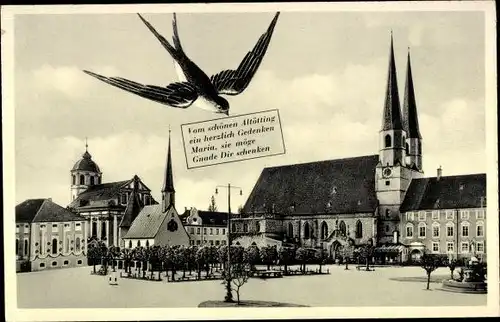 Ak Altötting, Kapellplatz, Kirchen, Schwalbe