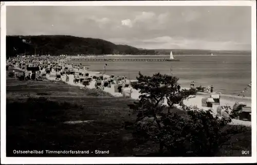 Ak Ostseebad Timmendorfer Strand, Blick auf den Strand, Strandkörbe