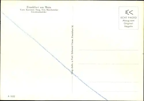 Ak Frankfurt am Main, Blick vom Dom Mainabwärts, Eiserner Steg, Mainbrücke, Friedensbrücke