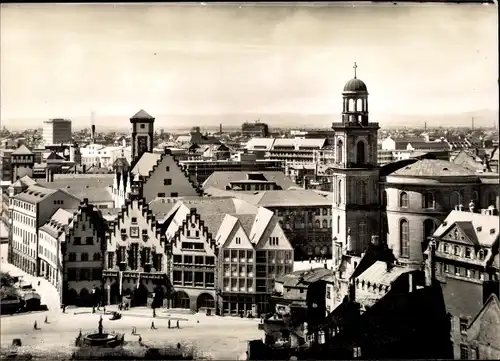 Ak Frankfurt am Main, Römer, Rathaus, rechts Paulskirche