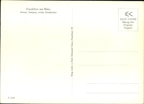 Ak Frankfurt am Main, Römer, Rathaus, rechts Paulskirche