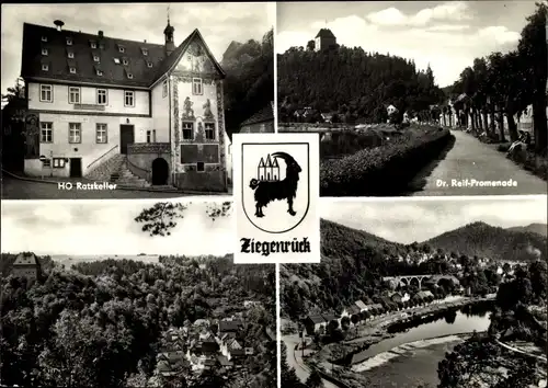Ak Ziegenrück an der Saale Thüringen, HO-Ratskeller, Dr.Reif-Promenade