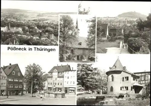 Ak Pößneck in Thüringen, Gottesackerkirche, Markt, Glockenturm