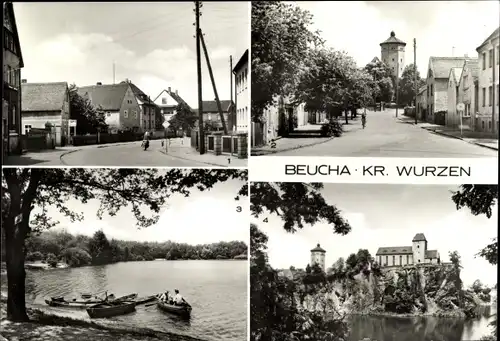 Ak Beucha Brandis in Sachsen, Dorfstraße, Kirchberg, Wasserturm, See