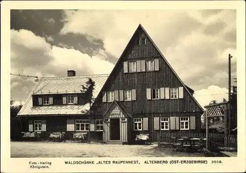 Ak Altenberg im Osterzgebirge, Waldschänke Altes Raupennest, Außenansicht