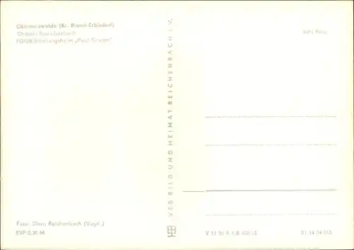 Ak Rauschenbach Cämmerswalde Neuhausen im Erzgebirge, FDGB Erholungsheim Paul Gruner