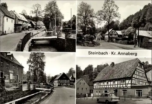 Ak Steinbach Jöhstadt im Erzgebirge Sachsen, Teilansichten, Straßenpartie, Trabant