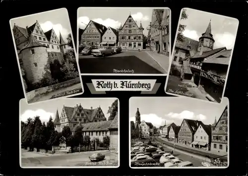 Ak Roth bei Nürnberg, Marktplatz, Im Schlosshof, Schloß Ratibor, Hauptstraße
