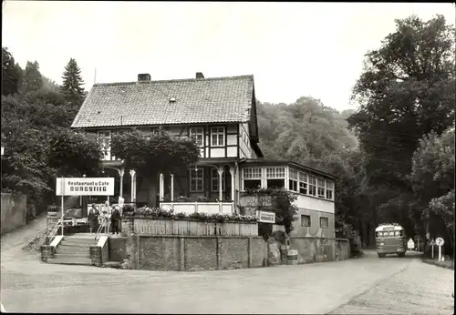 Ak Treseburg Thale im Harz, Restaurant und Cafe Burgstieg