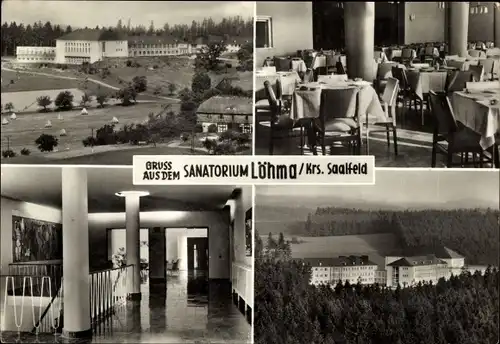 Ak Löhma Leutenberg Thüringen, Sanatorium, Außenansicht, Speisesaal, Treppengang