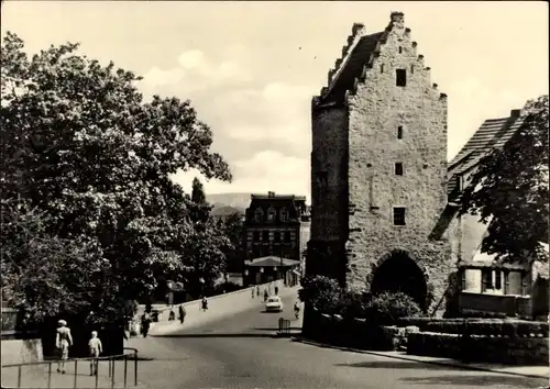 Ak Saalfeld an der Saale Thüringen, Saaltor, Straßenpartie