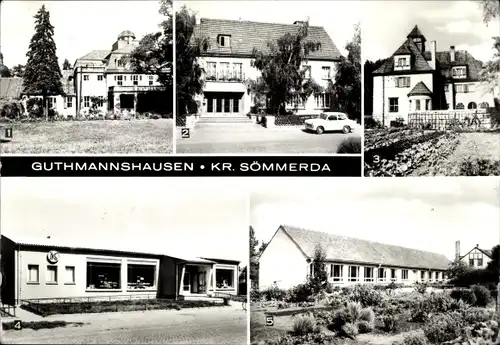 Ak Guthmannshausen, Fachschule Veterinärmedizin, Kulturhaus, Marienheim, Konsum Landwarenhaus, POS