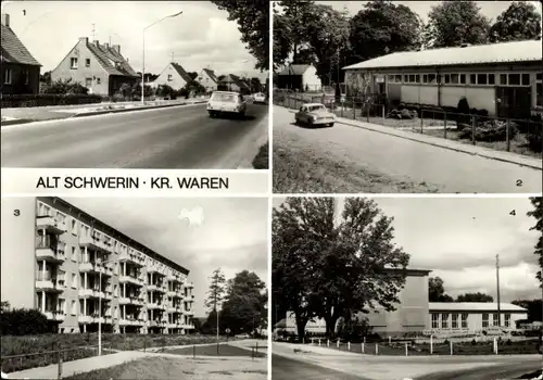 Ak Alt Schwerin Mecklenburgische Seenplatte, Dorfstraße, Konsum, Neubaublock, Dorfklub-Restaurant