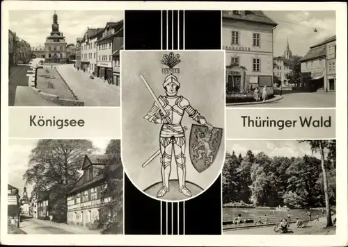 Ak Königsee in Thüringen, Teilansichten, Wappen, Sparkasse