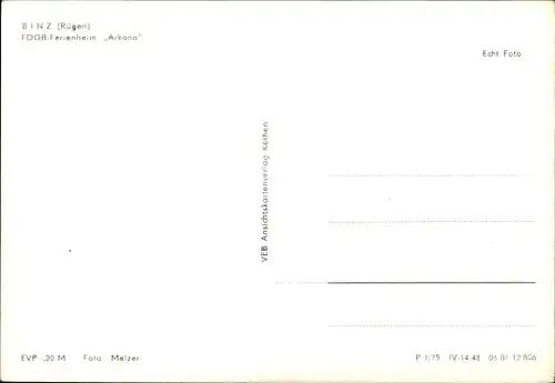 Ak Ostseebad Binz Rügen, FDGB Ferienheim Arkona