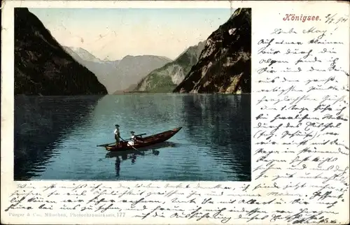Ak Königsee Königssee Oberbayern, Boot, Bergen