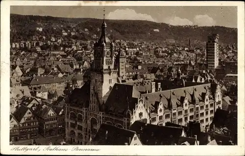 Ak Stuttgart in Württemberg, Rathaus, Panorama