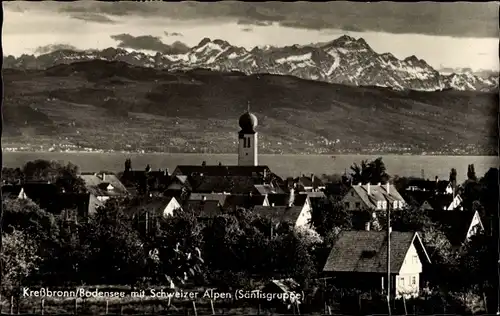Ak Kressbronn am Bodensee, Panorama mit Schweizer Alpen