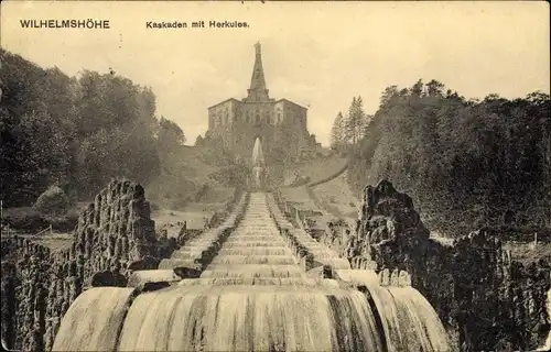 Ak Bad Wilhelmshöhe Kassel in Hessen, Kaskaden mit Herkules
