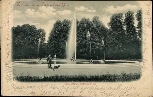 Ak Schwetzingen in Baden, Großherzögl. Schlossgarten, Springbrunnen