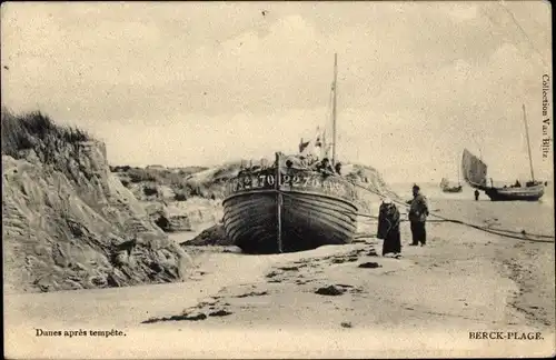 Ak Berck Plage Pas de Calais, Dunes apres tempete