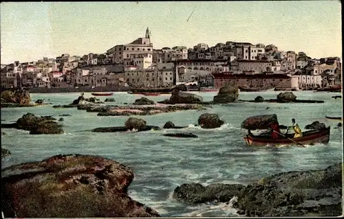 Ak Tel Aviv Jaffa Israel, Blick vom Meer aus